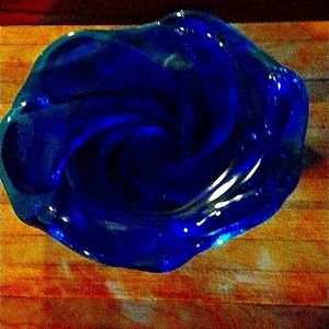 This is a Fenton ashtray. Cobalt blue